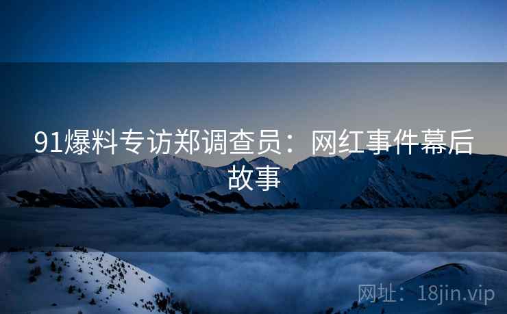 91爆料专访郑调查员：网红事件幕后故事